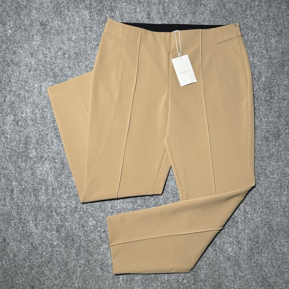 Lafayette 148 New York Gramercy Acclaimed Stretch Pants Brown Women 14 NWT $598